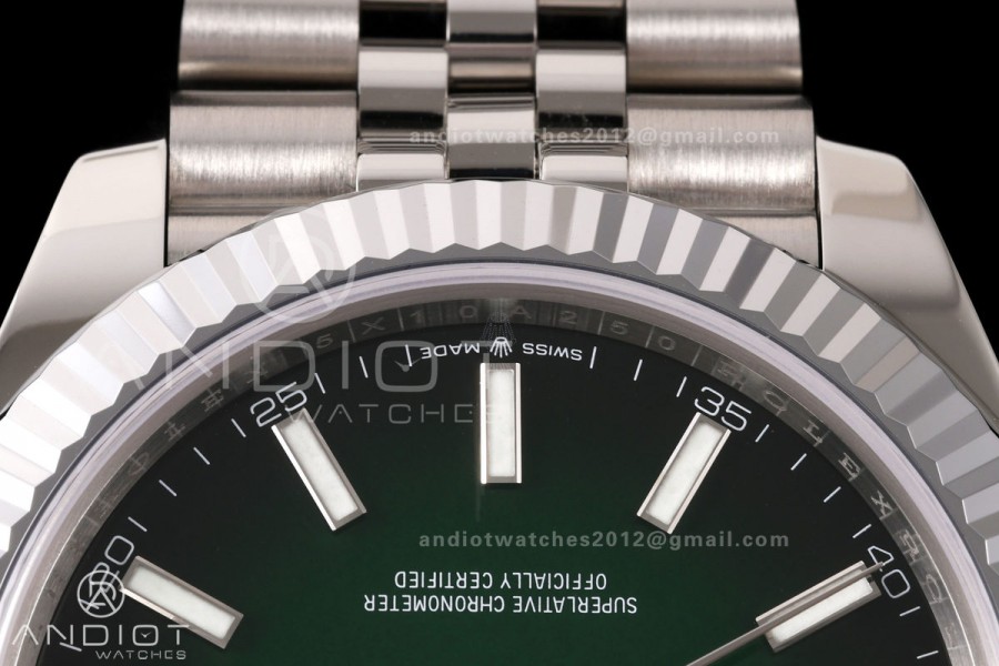 DateJust 41 126334 904L SS RGF 1:1 Best Edition Green Ombre Dial on Jubilee Bracelet JH3235 (Free Sprung)