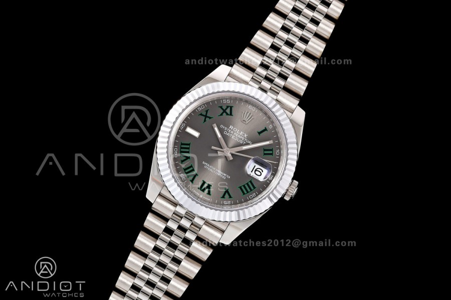 DateJust 41 126334 904L SS RGF 1:1 Best Edition Gray Dial Green Roman on Jubilee Bracelet JH3235 (Free Sprung)