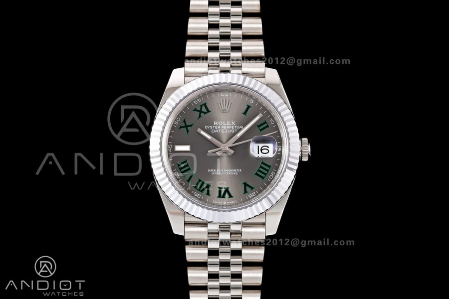 DateJust 41 126334 904L SS RGF 1:1 Best Edition Gray Dial Green Roman on Jubilee Bracelet JH3235 (Free Sprung)