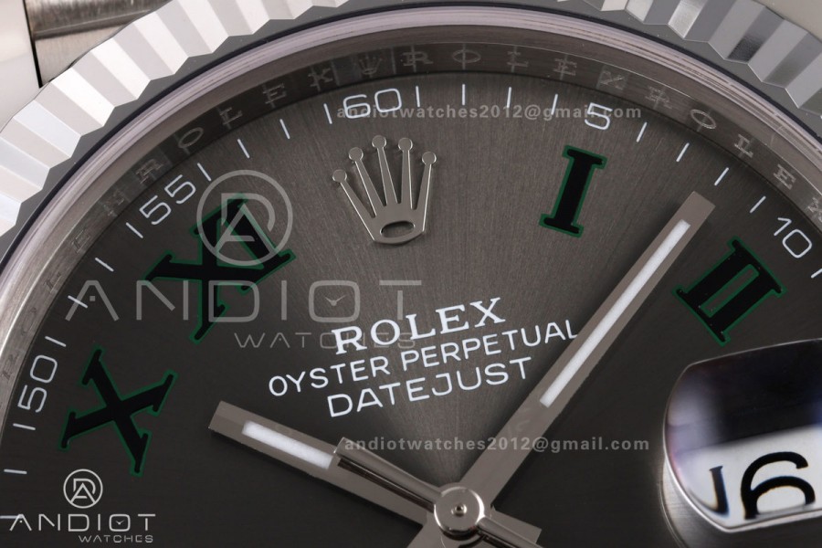 DateJust 41 126334 904L SS RGF 1:1 Best Edition Gray Dial Green Roman on Jubilee Bracelet JH3235 (Free Sprung)