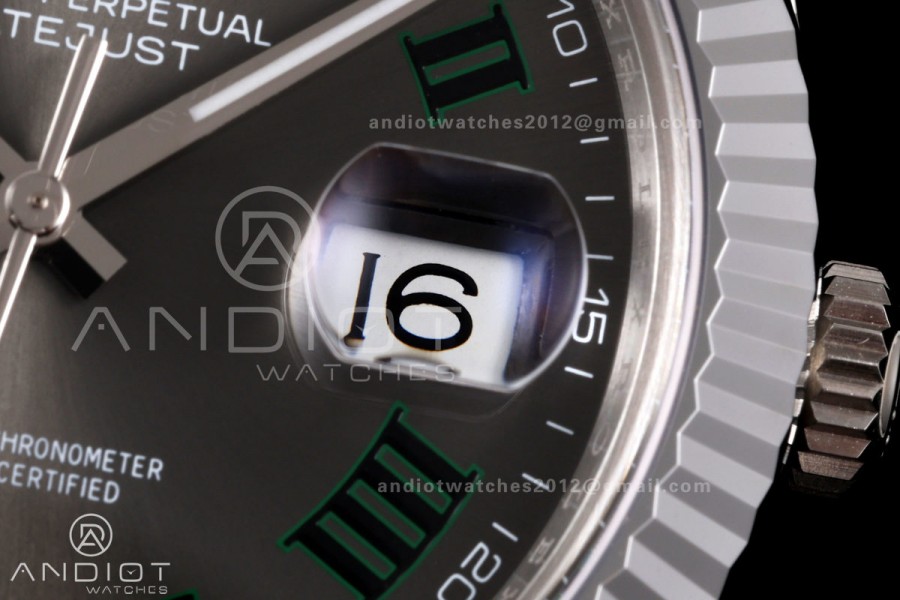 DateJust 41 126334 904L SS RGF 1:1 Best Edition Gray Dial Green Roman on Jubilee Bracelet JH3235 (Free Sprung)