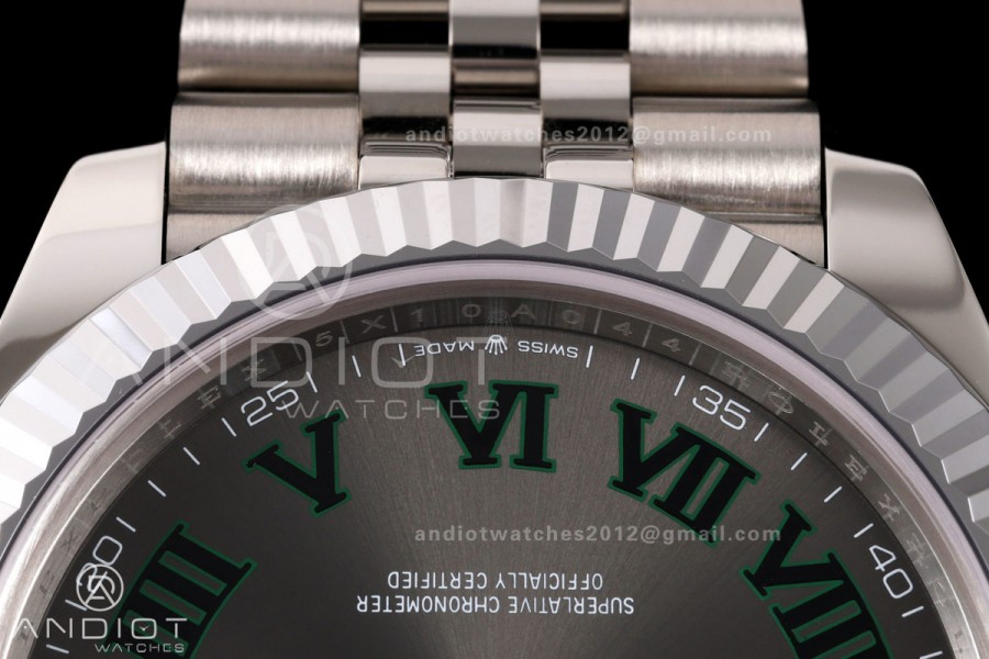 DateJust 41 126334 904L SS RGF 1:1 Best Edition Gray Dial Green Roman on Jubilee Bracelet JH3235 (Free Sprung)