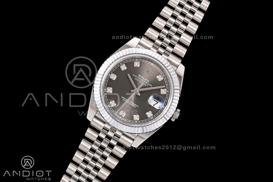DateJust 41 126334 904L SS RGF 1:1 Best Edition Gray Diamonds Dial on Jubilee Bracelet JH3235 (Free Sprung)