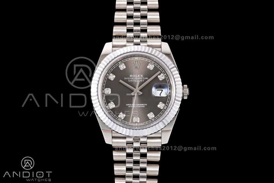 DateJust 41 126334 904L SS RGF 1:1 Best Edition Gray Diamonds Dial on Jubilee Bracelet JH3235 (Free Sprung)