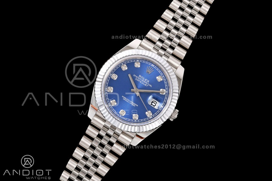 DateJust 41 126334 904L SS RGF 1:1 Best Edition Blue Diamonds Dial on Jubilee Bracelet JH3235 (Free Sprung)