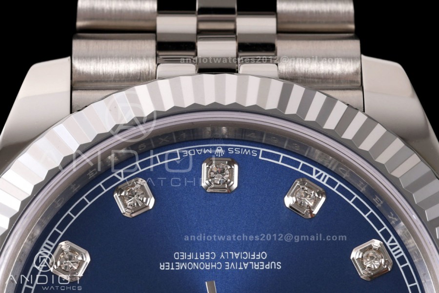 DateJust 41 126334 904L SS RGF 1:1 Best Edition Blue Diamonds Dial on Jubilee Bracelet JH3235 (Free Sprung)