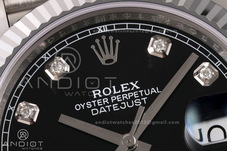 DateJust 41 126334 904L SS RGF 1:1 Best Edition Black Diamonds Dial on Jubilee Bracelet JH3235 (Free Sprung)