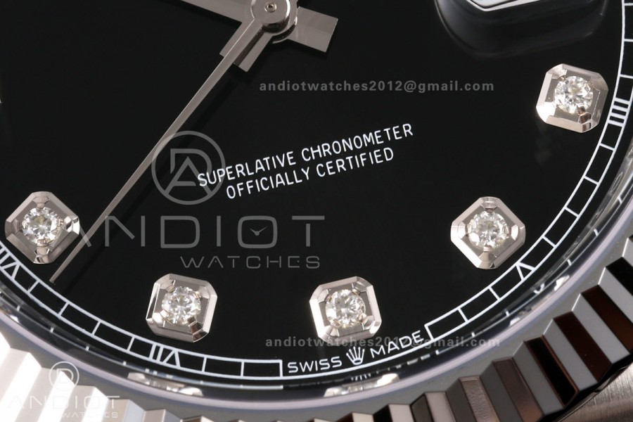 DateJust 41 126334 904L SS RGF 1:1 Best Edition Black Diamonds Dial on Jubilee Bracelet JH3235 (Free Sprung)
