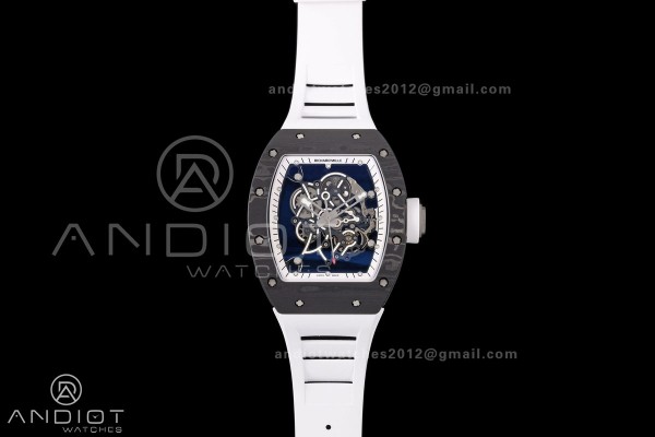 RM055 NTPT/Ti Mille Studio 1:1 Best Edition White/Black Inner Bezel on White Rubber Strap RMUL2 Super Clone (Custom Case Set)