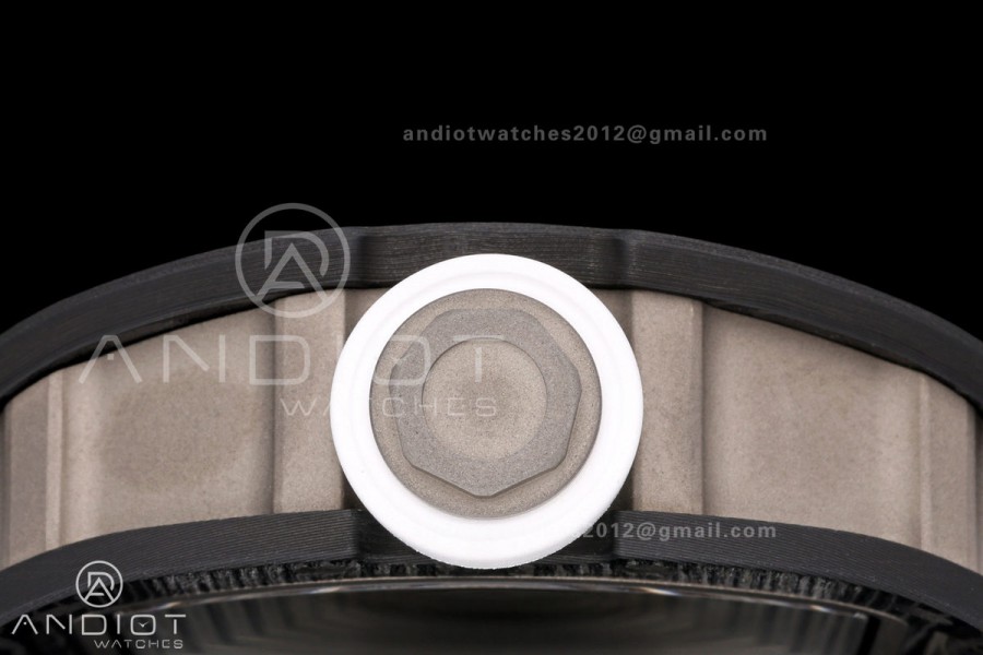 RM055 NTPT/Ti Mille Studio 1:1 Best Edition White/Black Inner Bezel on White Rubber Strap RMUL2 Super Clone (Custom Case Set)
