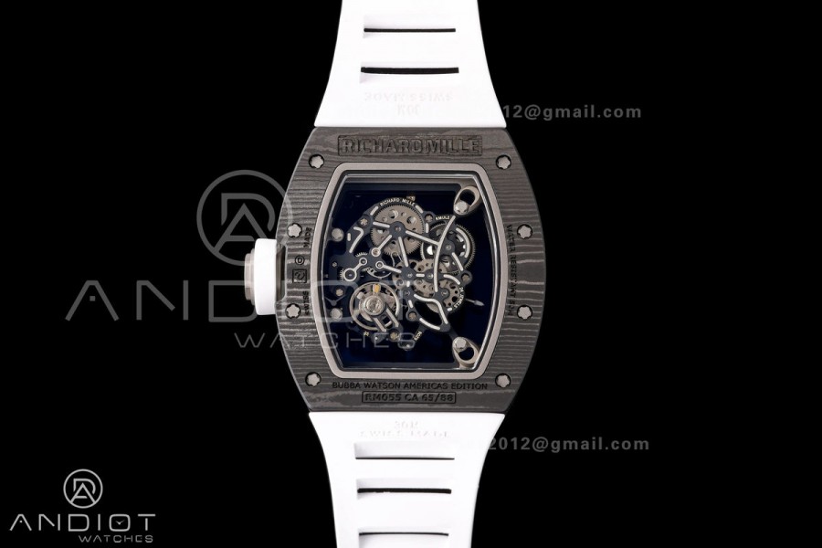 RM055 NTPT/Ti Mille Studio 1:1 Best Edition White/Black Inner Bezel on White Rubber Strap RMUL2 Super Clone (Custom Case Set)