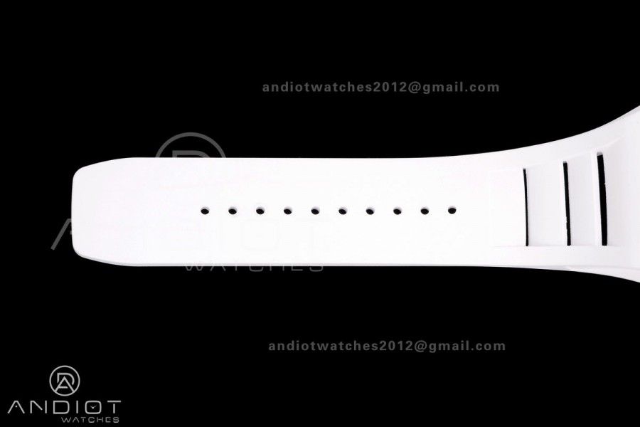 RM055 NTPT/Ti Mille Studio 1:1 Best Edition White/Black Inner Bezel on White Rubber Strap RMUL2 Super Clone (Custom Case Set)