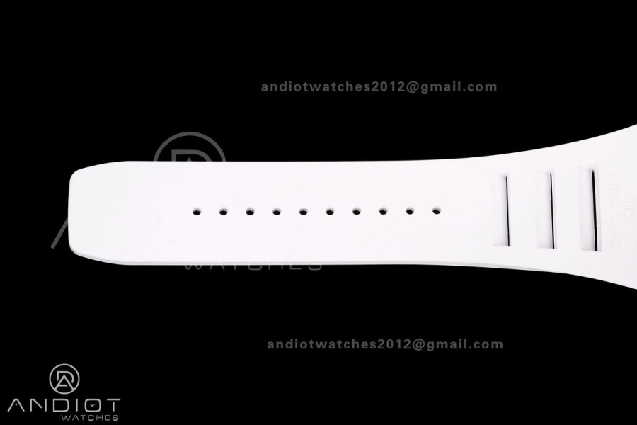 RM055 NTPT/Ti Mille Studio 1:1 Best Edition White/Black Inner Bezel on White Rubber Strap RMUL2 Super Clone (Custom Case Set)