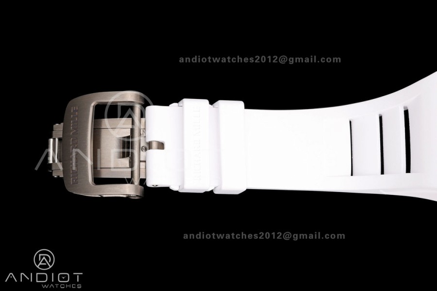 RM055 NTPT/Ti Mille Studio 1:1 Best Edition White/Black Inner Bezel on White Rubber Strap RMUL2 Super Clone (Custom Case Set)