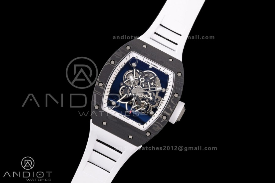 RM055 NTPT/Ti Mille Studio 1:1 Best Edition White/Black Inner Bezel on White Rubber Strap RMUL2 Super Clone (Custom Case Set)