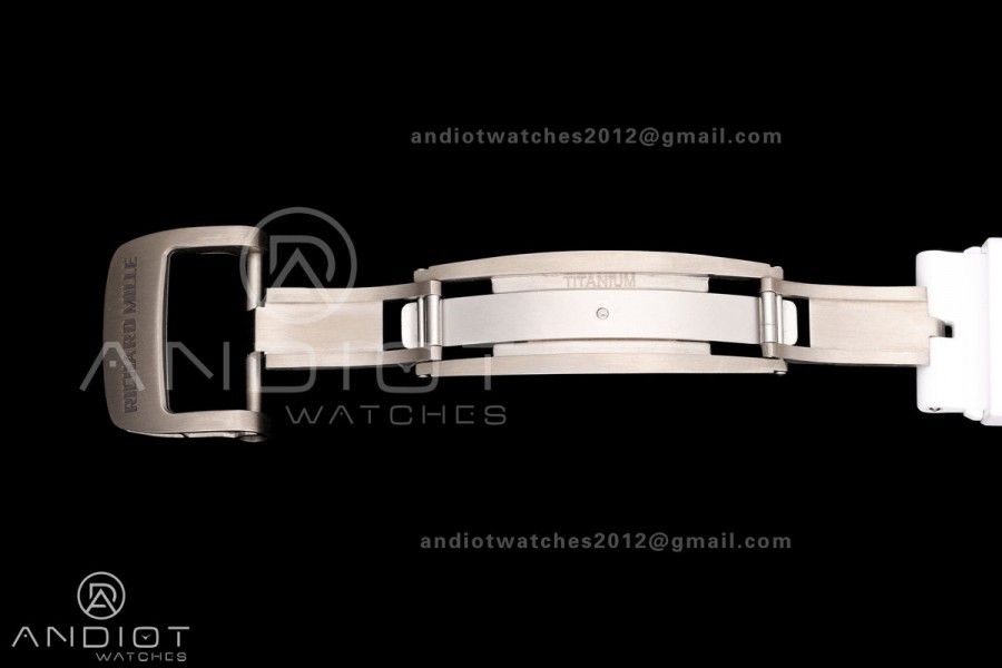 RM055 NTPT/Ti Mille Studio 1:1 Best Edition White/Black Inner Bezel on White Rubber Strap RMUL2 Super Clone (Custom Case Set)