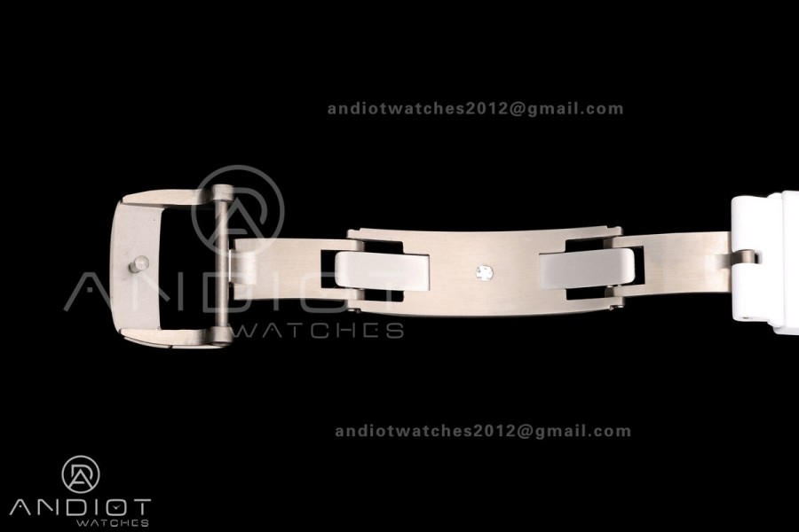 RM055 NTPT/Ti Mille Studio 1:1 Best Edition White/Black Inner Bezel on White Rubber Strap RMUL2 Super Clone (Custom Case Set)