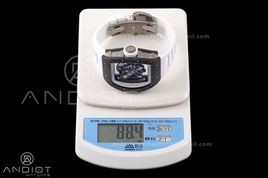 RM055 NTPT/Ti Mille Studio 1:1 Best Edition White/Black Inner Bezel on White Rubber Strap RMUL2 Super Clone (Custom Case Set)
