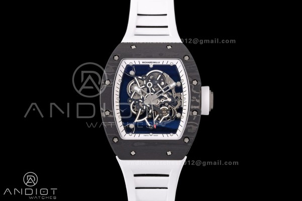 RM055 NTPT/Ti Mille Studio 1:1 Best Edition White/Black Inner Bezel on White Rubber Strap RMUL2 Super Clone (Custom Case Set)