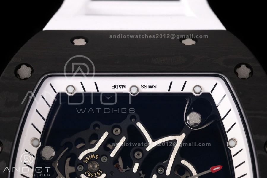 RM055 NTPT/Ti Mille Studio 1:1 Best Edition White/Black Inner Bezel on White Rubber Strap RMUL2 Super Clone (Custom Case Set)