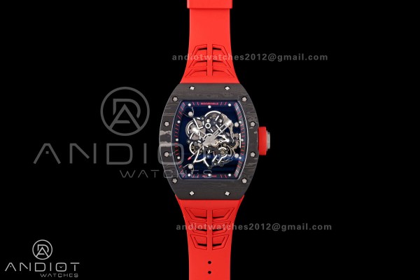 RM055 NTPT/Ti Mille Studio 1:1 Best Edition Black/Red Inner Bezel on Red Rubber Strap RMUL2 Super Clone (Custom Case Set)