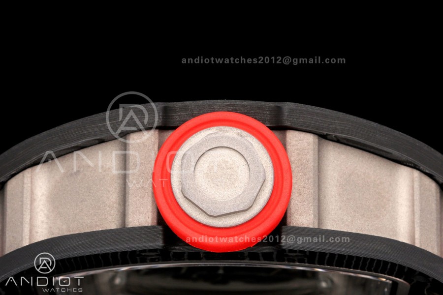 RM055 NTPT/Ti Mille Studio 1:1 Best Edition Black/Red Inner Bezel on Red Rubber Strap RMUL2 Super Clone (Custom Case Set)