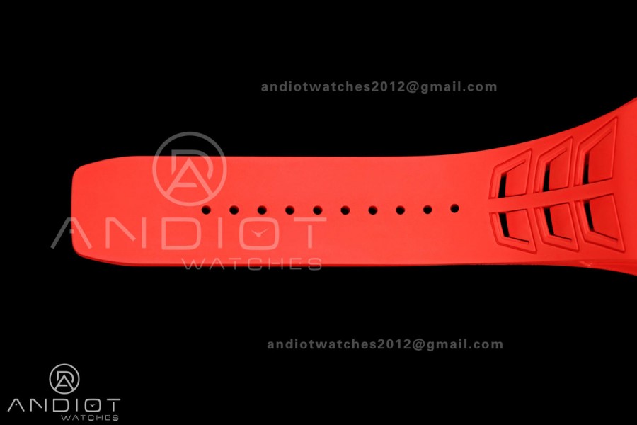 RM055 NTPT/Ti Mille Studio 1:1 Best Edition Black/Red Inner Bezel on Red Rubber Strap RMUL2 Super Clone (Custom Case Set)