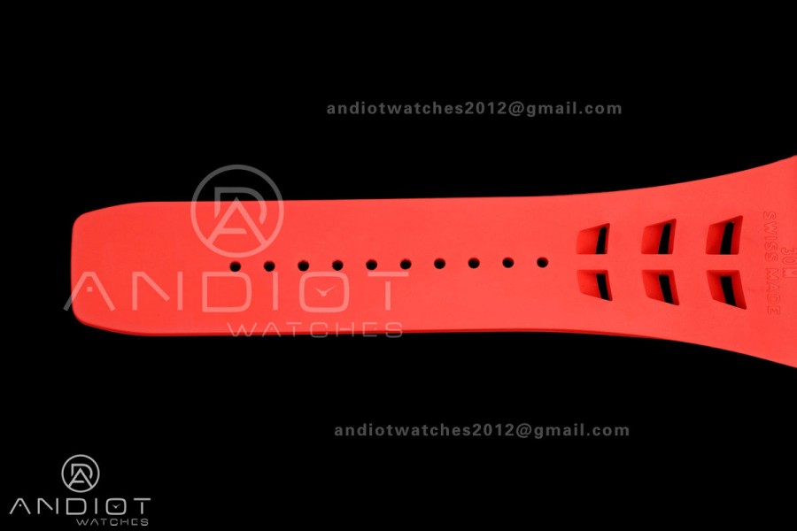 RM055 NTPT/Ti Mille Studio 1:1 Best Edition Black/Red Inner Bezel on Red Rubber Strap RMUL2 Super Clone (Custom Case Set)