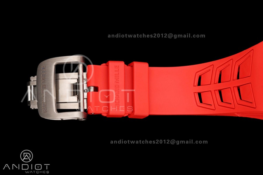 RM055 NTPT/Ti Mille Studio 1:1 Best Edition Black/Red Inner Bezel on Red Rubber Strap RMUL2 Super Clone (Custom Case Set)