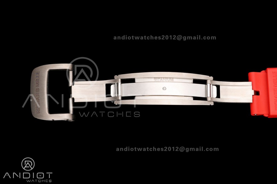 RM055 NTPT/Ti Mille Studio 1:1 Best Edition Black/Red Inner Bezel on Red Rubber Strap RMUL2 Super Clone (Custom Case Set)