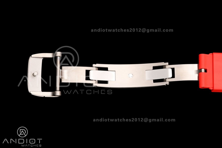 RM055 NTPT/Ti Mille Studio 1:1 Best Edition Black/Red Inner Bezel on Red Rubber Strap RMUL2 Super Clone (Custom Case Set)