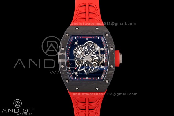 RM055 NTPT/Ti Mille Studio 1:1 Best Edition Black/Red Inner Bezel on Red Rubber Strap RMUL2 Super Clone (Custom Case Set)