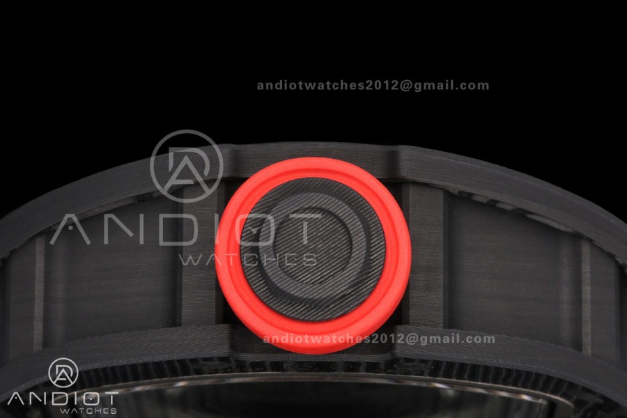 RM055 NTPT Mille Studio 1:1 Best Edition White/Red Inner Bezel on White Rubber Strap RMUL2 Super Clone (Custom Case Set)