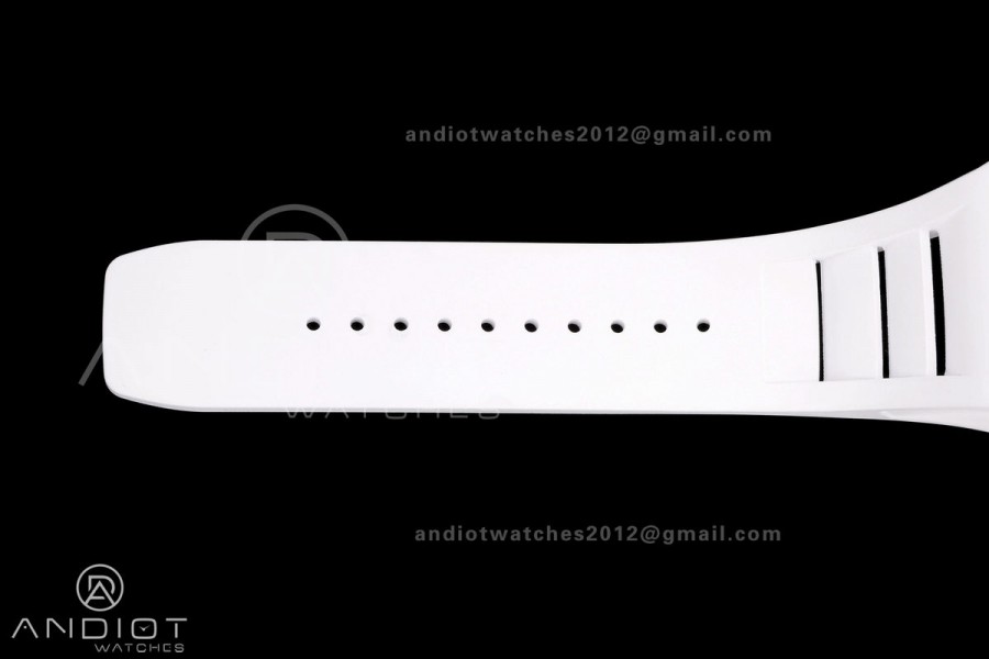RM055 NTPT Mille Studio 1:1 Best Edition White/Red Inner Bezel on White Rubber Strap RMUL2 Super Clone (Custom Case Set)