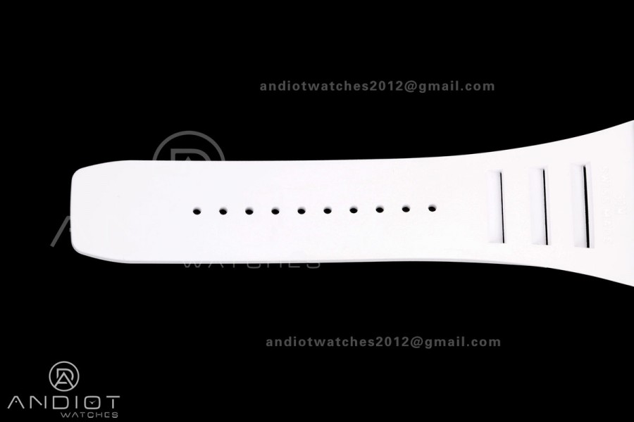 RM055 NTPT Mille Studio 1:1 Best Edition White/Red Inner Bezel on White Rubber Strap RMUL2 Super Clone (Custom Case Set)