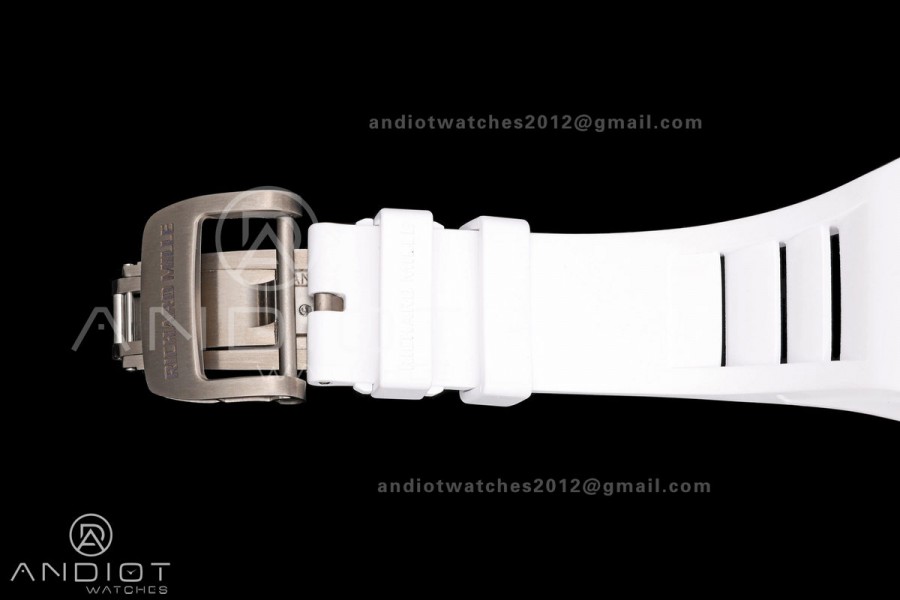 RM055 NTPT Mille Studio 1:1 Best Edition White/Red Inner Bezel on White Rubber Strap RMUL2 Super Clone (Custom Case Set)