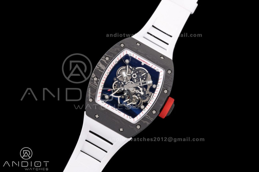 RM055 NTPT Mille Studio 1:1 Best Edition White/Red Inner Bezel on White Rubber Strap RMUL2 Super Clone (Custom Case Set)
