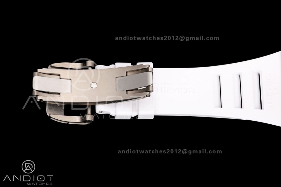 RM055 NTPT Mille Studio 1:1 Best Edition White/Red Inner Bezel on White Rubber Strap RMUL2 Super Clone (Custom Case Set)