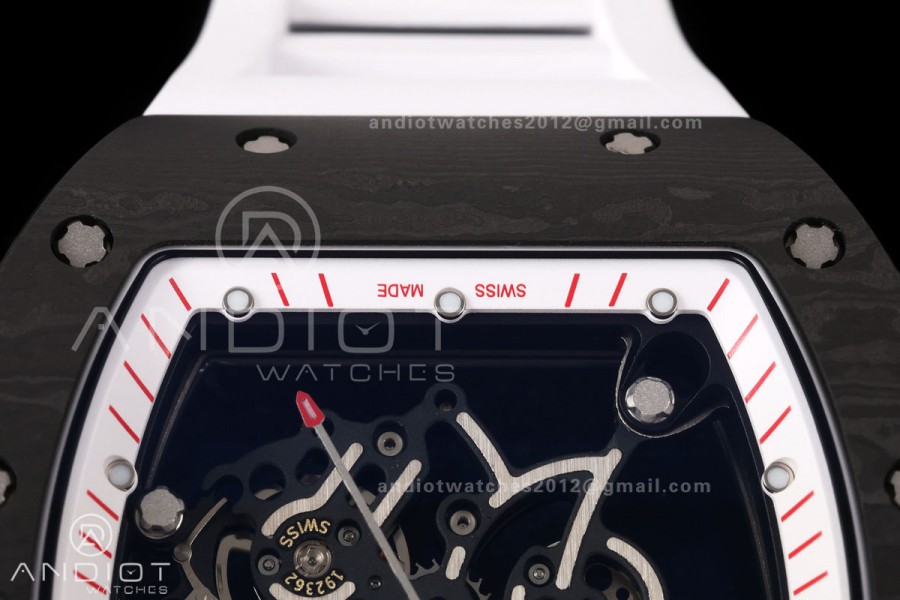 RM055 NTPT Mille Studio 1:1 Best Edition White/Red Inner Bezel on White Rubber Strap RMUL2 Super Clone (Custom Case Set)