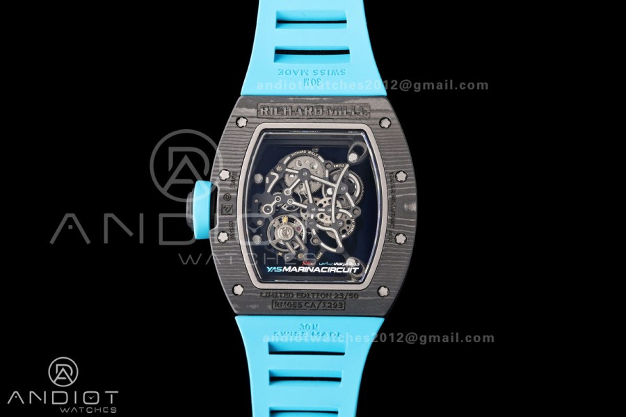 RM055 NTPT Mille Studio 1:1 Yas Marina Circuit Edition on Blue Rubber Strap RMUL2 Super Clone (Custom Case Set)