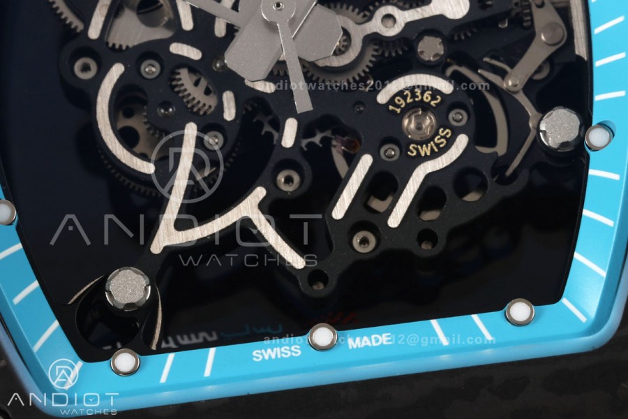 RM055 NTPT Mille Studio 1:1 Yas Marina Circuit Edition on Blue Rubber Strap RMUL2 Super Clone (Custom Case Set)