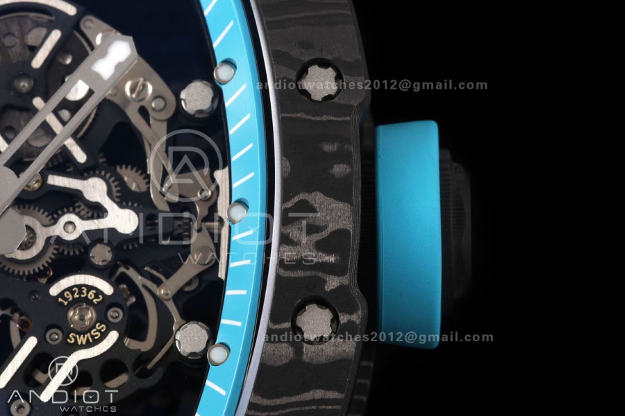 RM055 NTPT Mille Studio 1:1 Yas Marina Circuit Edition on Blue Rubber Strap RMUL2 Super Clone (Custom Case Set)