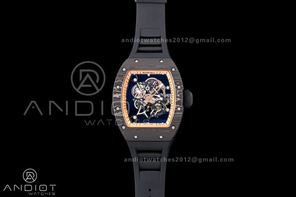 RM055 NTPT Mille Studio 1:1 Best Edition Gold Inner Bezel on Black Rubber Strap RMUL2 Super Clone (Custom Case Set)