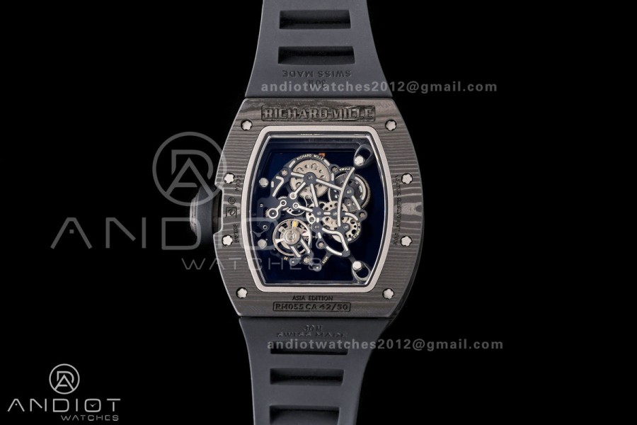 RM055 NTPT Mille Studio 1:1 Best Edition Gold Inner Bezel on Black Rubber Strap RMUL2 Super Clone (Custom Case Set)