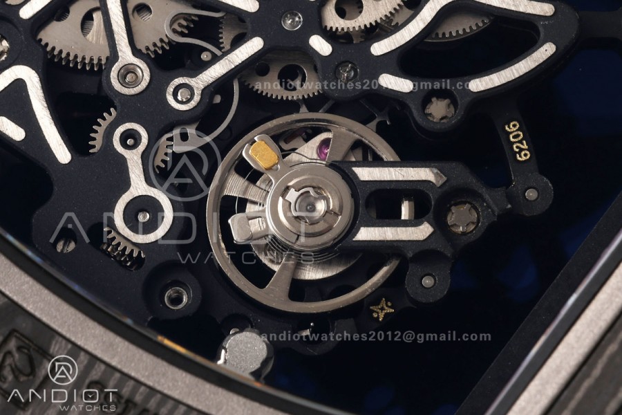 RM055 NTPT Mille Studio 1:1 Best Edition Gold Inner Bezel on Black Rubber Strap RMUL2 Super Clone (Custom Case Set)