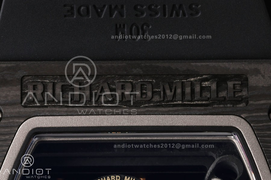 RM055 NTPT Mille Studio 1:1 Best Edition Gold Inner Bezel on Black Rubber Strap RMUL2 Super Clone (Custom Case Set)