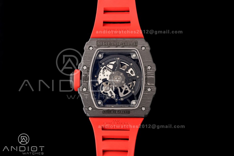 RM35-02 NTPT Mille Studio 1:1 Best Edition on Red Rubber Strap RMUL1 Super Clone (Custom Case Set)