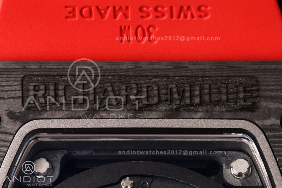 RM35-02 NTPT Mille Studio 1:1 Best Edition on Red Rubber Strap RMUL1 Super Clone (Custom Case Set)