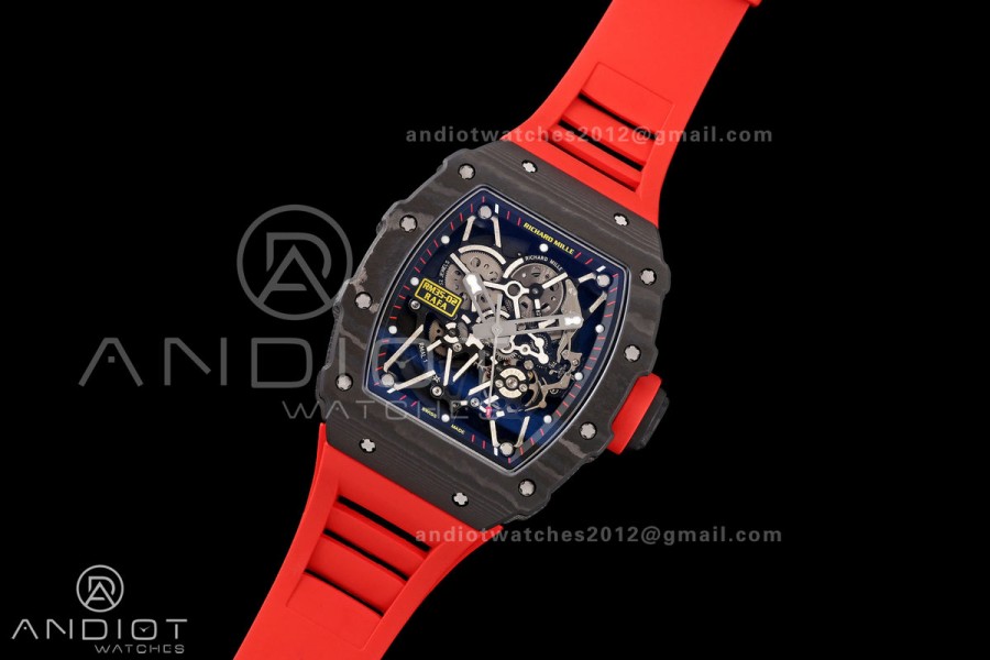 RM35-02 NTPT Mille Studio 1:1 Best Edition on Red Rubber Strap RMUL1 Super Clone (Custom Case Set)
