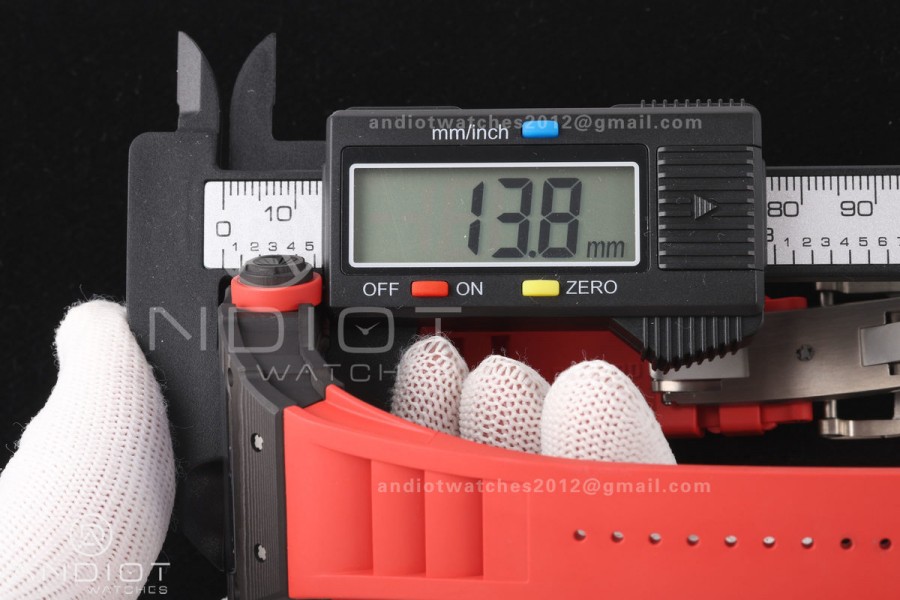 RM35-02 NTPT Mille Studio 1:1 Best Edition on Red Rubber Strap RMUL1 Super Clone (Custom Case Set)
